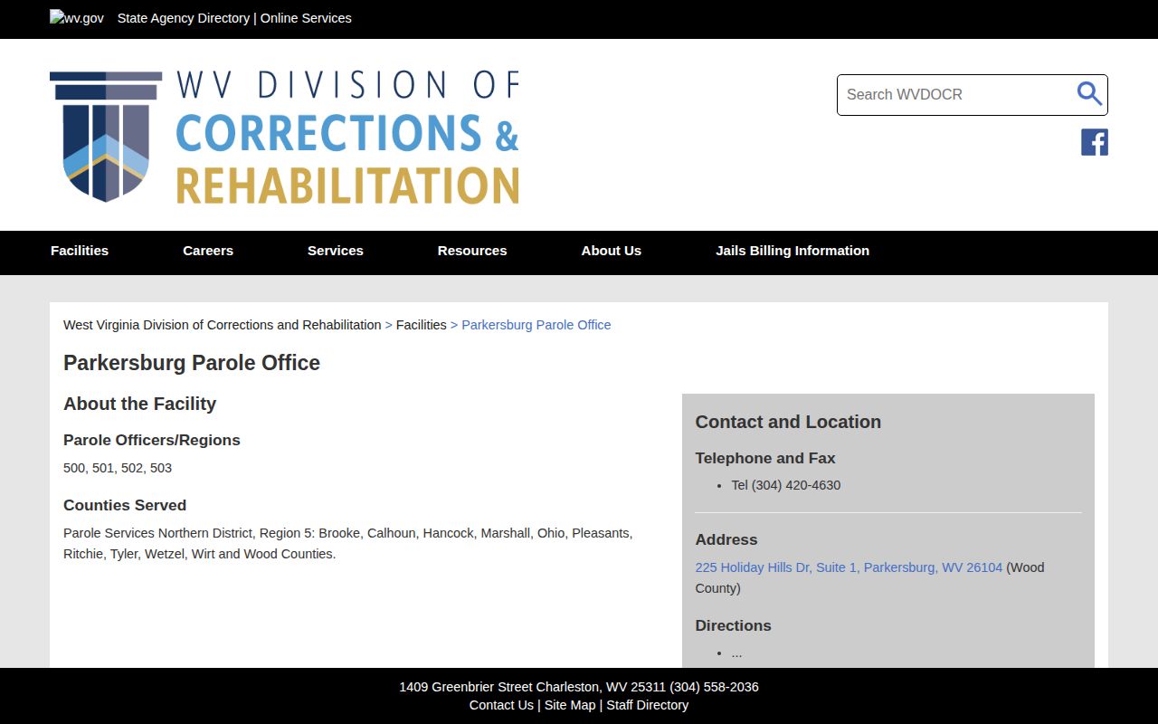 Ritchie County parole supervision at Parkersburg Parole Office